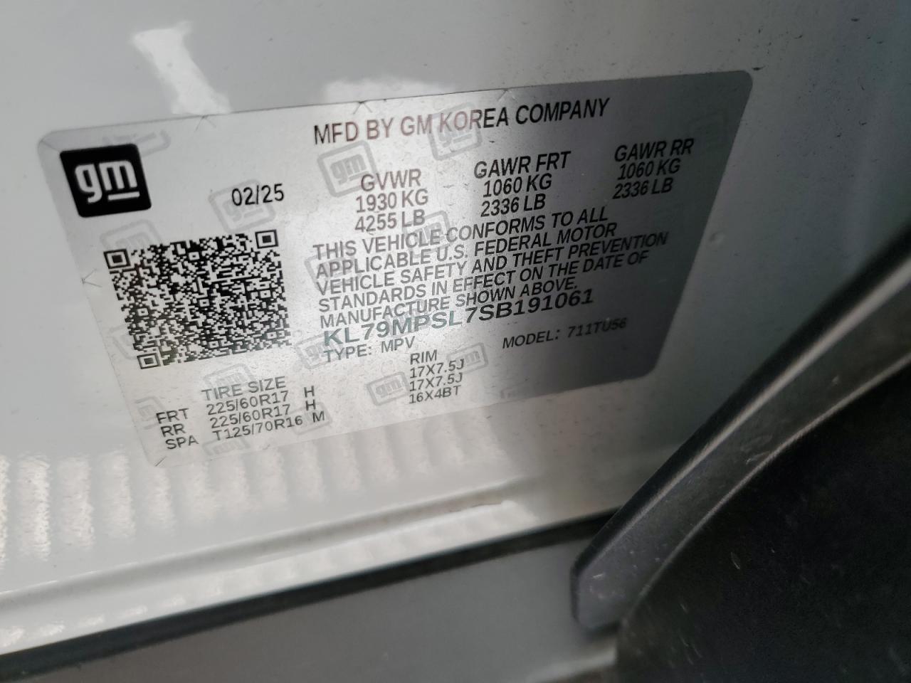 2025 Chevrolet Trailblazer Lt VIN: KL79MPSL7SB191061 Lot: 84655585