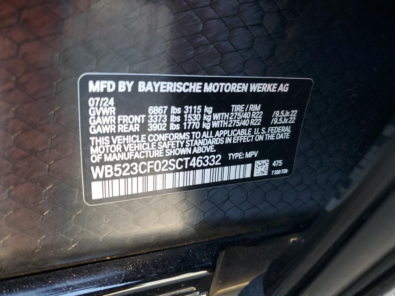 2025 BMW Ix xDrive50 VIN: WB523CF02SCT46332 Lot: 82398435