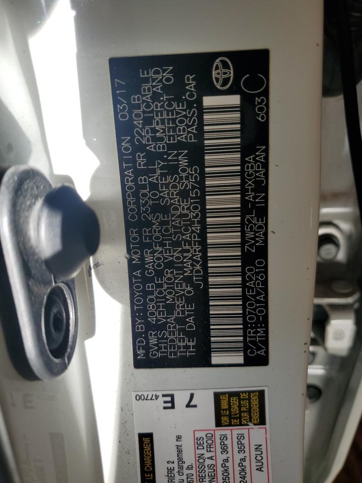 2017 Toyota Prius Prime VIN: JTDKARFP4H3015755 Lot: 82633325