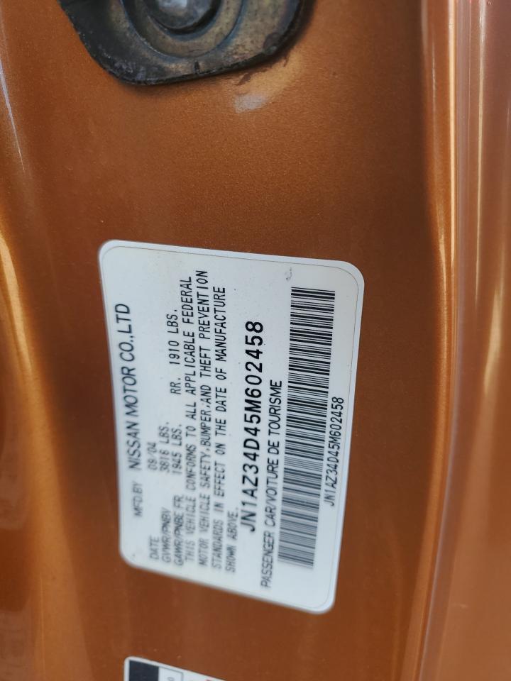 2005 Nissan 350Z Coupe VIN: JN1AZ34D45M602458 Lot: 82655355