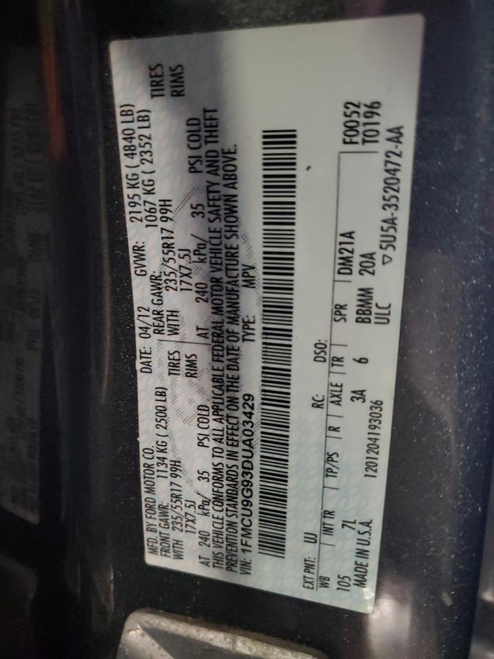 2013 Ford Escape Se VIN: 1FMCU9G93DUA03429 Lot: 84656075