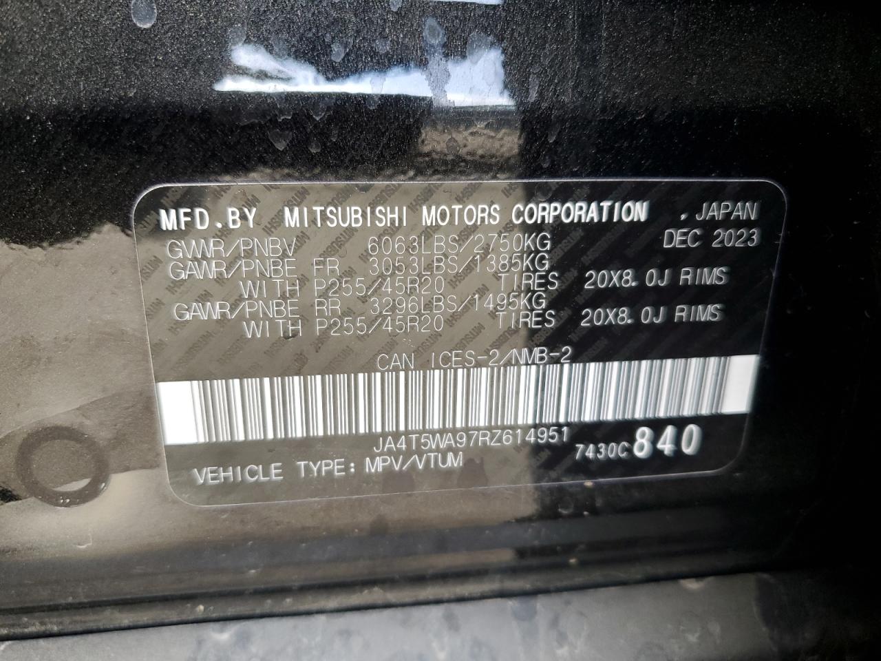 2024 Mitsubishi Outlander Sel VIN: JA4T5WA97RZ614951 Lot: 85847795