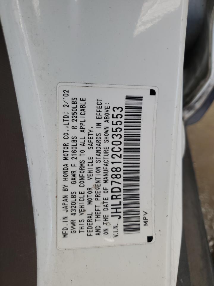 2002 Honda Cr-V Ex VIN: JHLRD78812C035553 Lot: 84908955