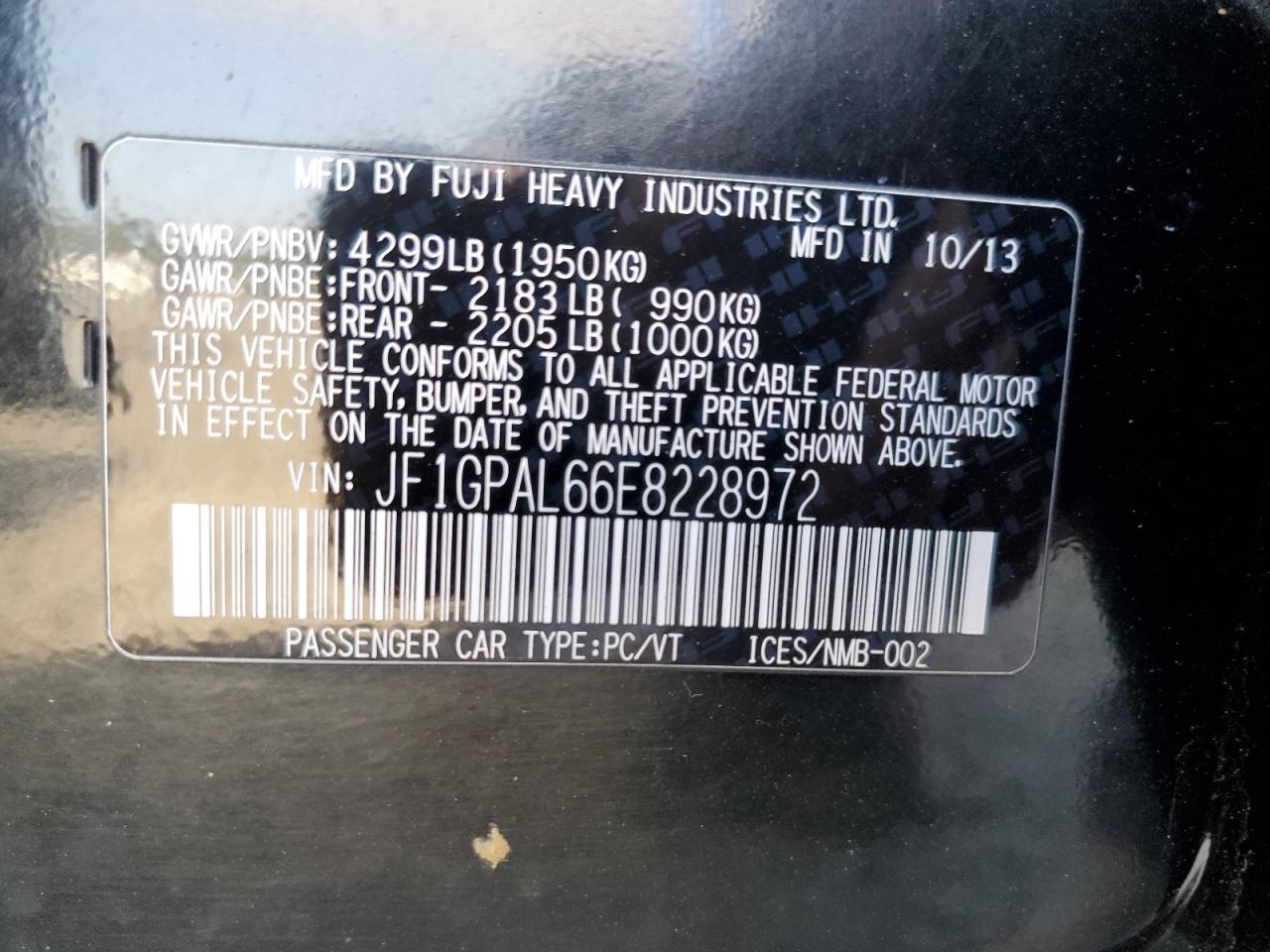 2014 Subaru Impreza Sport Premium VIN: JF1GPAL66E8228972 Lot: 86602325