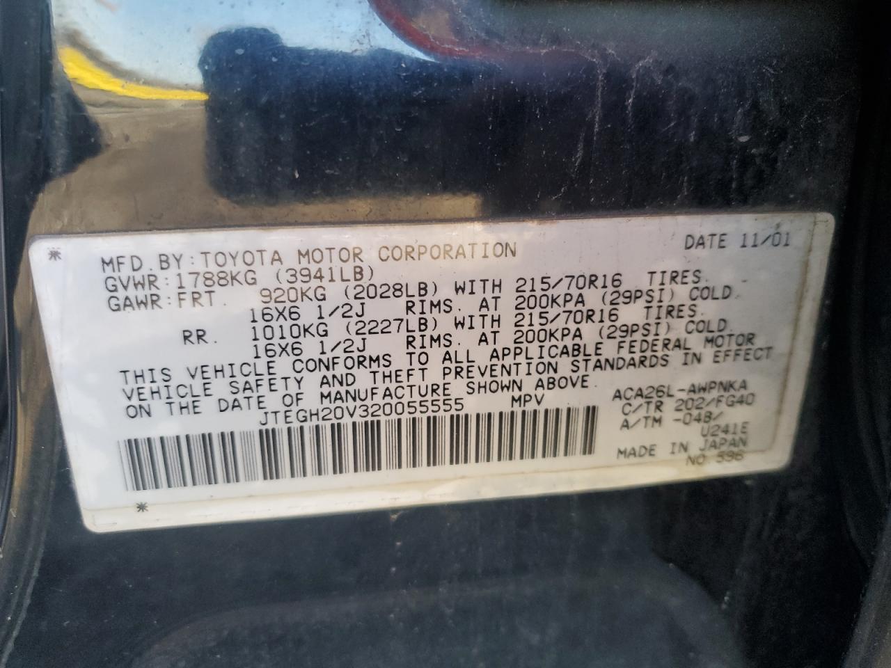 2002 Toyota Rav4 VIN: JTEGH20V320055555 Lot: 85915655