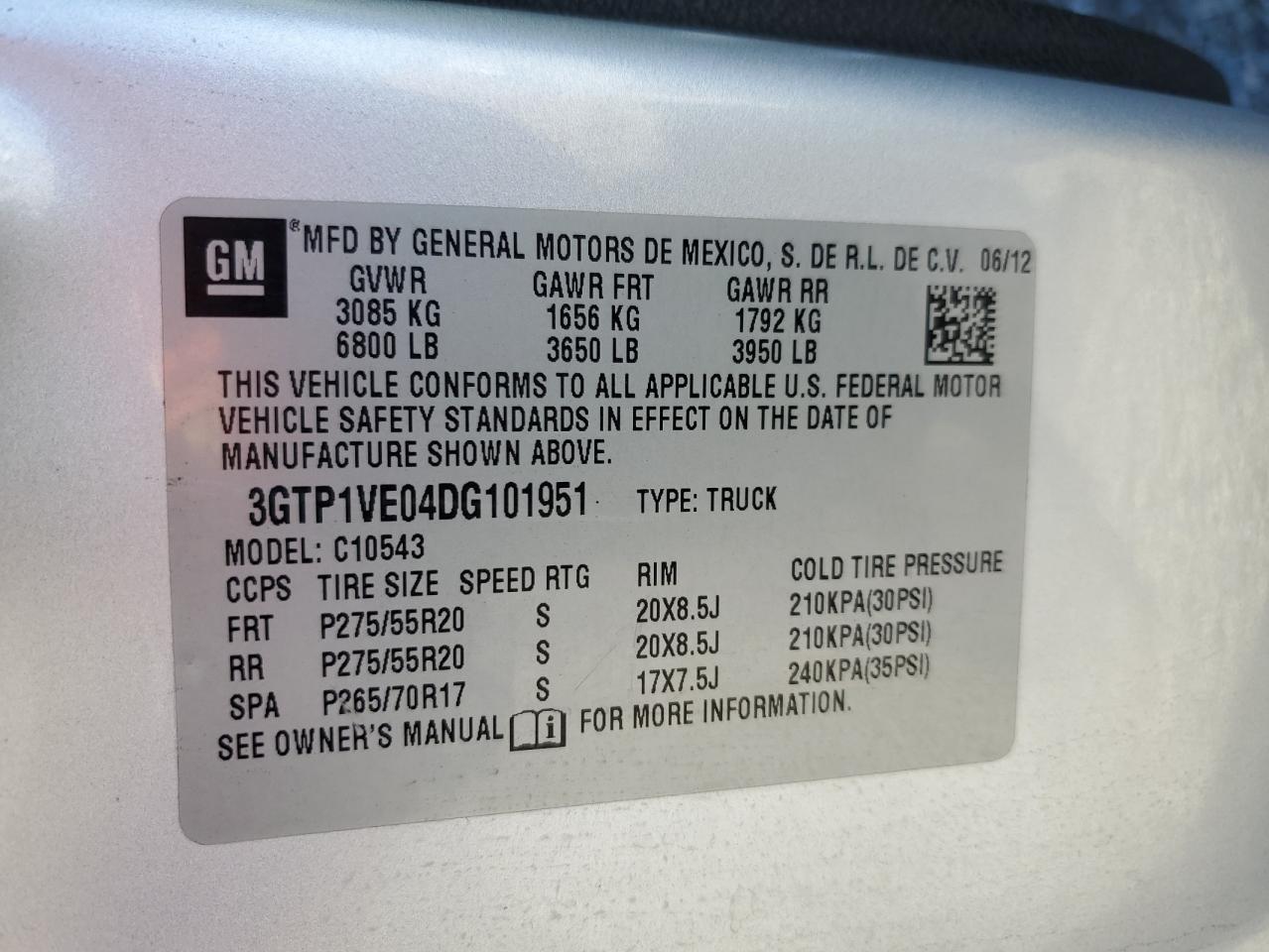 2013 GMC Sierra C1500 Sle VIN: 3GTP1VE04DG101951 Lot: 90330695