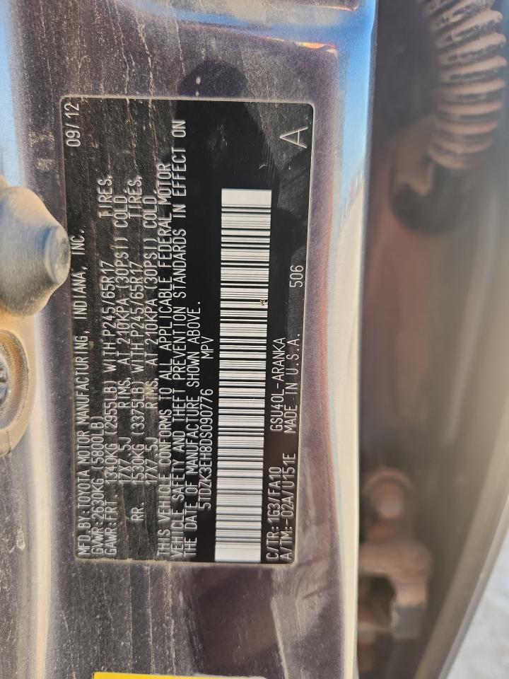 2013 Toyota Highlander Base VIN: 5TDZK3EH8DS090776 Lot: 87458675