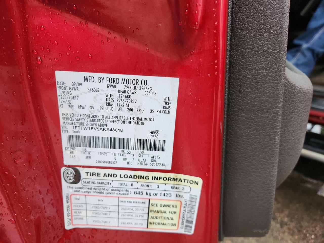 2010 Ford F150 Supercrew VIN: 1FTFW1EV5AKA48618 Lot: 86102125