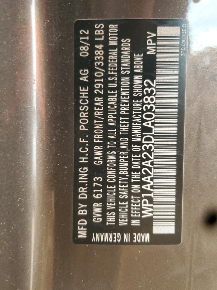 2013 Porsche Cayenne VIN: WP1AA2A23DLA03832 Lot: 87209065