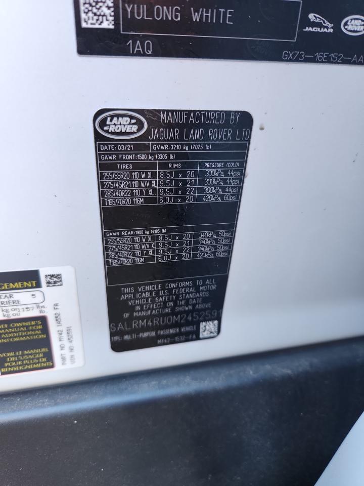 2021 Land Rover Discovery Hse R-Dynamic VIN: SALRM4RU0M2452591 Lot: 85484225