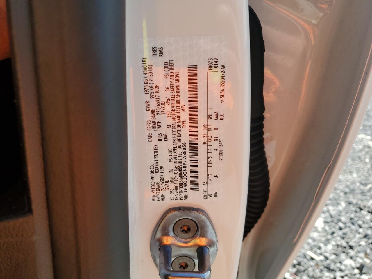 2023 Ford Escape Active VIN: 1FMCU0GN8PUA38058 Lot: 82293405