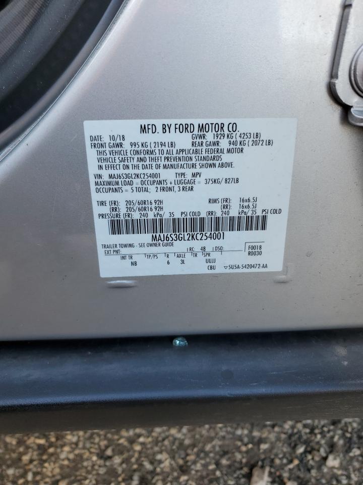 2019 Ford Ecosport Se VIN: MAJ6S3GL2KC254001 Lot: 82707695