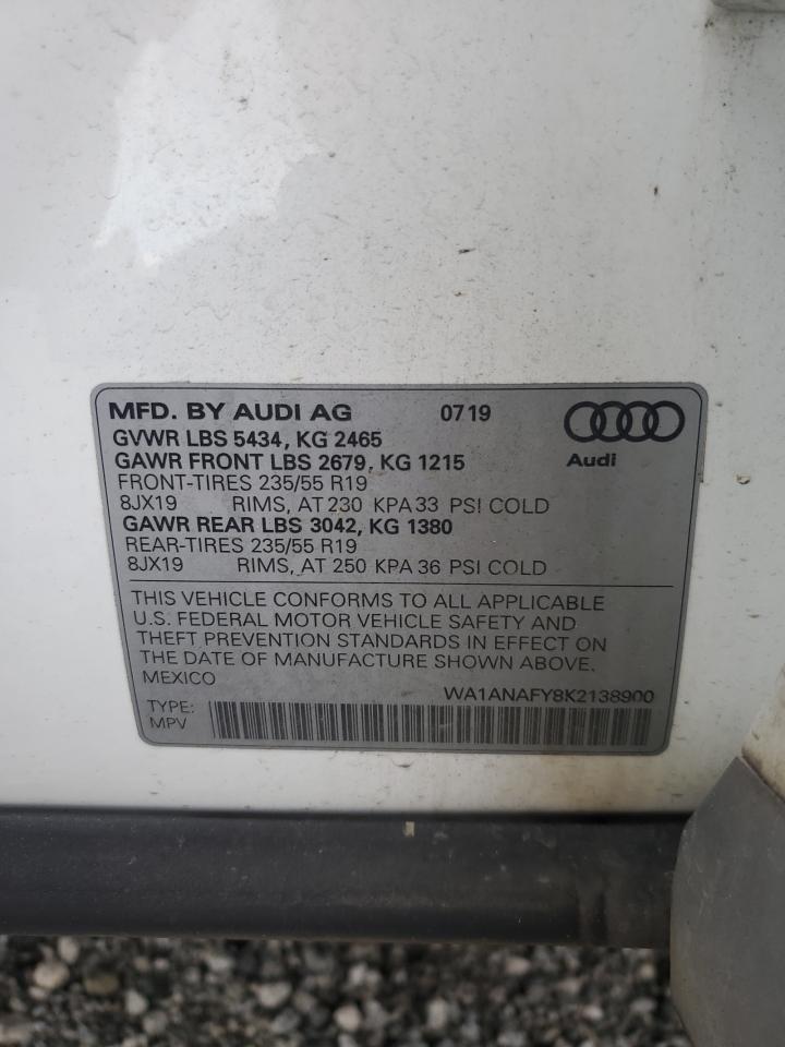 2019 Audi Q5 Premium VIN: WA1ANAFY8K2138900 Lot: 82305205