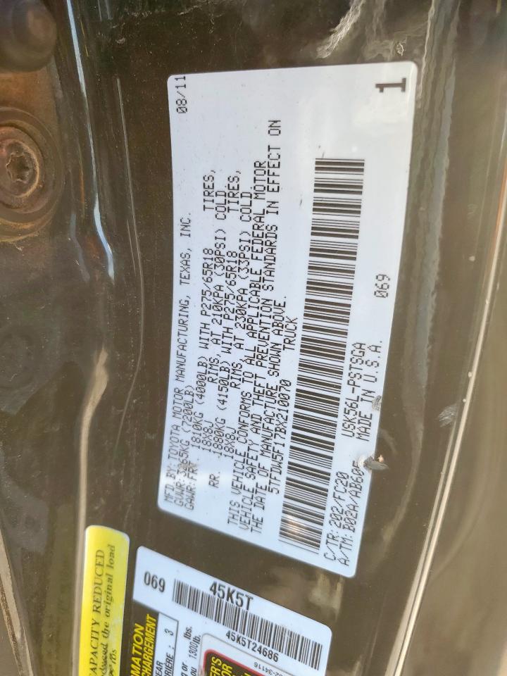 2011 Toyota Tundra Crewmax Sr5 VIN: 5TFDW5F17BX210070 Lot: 85840905