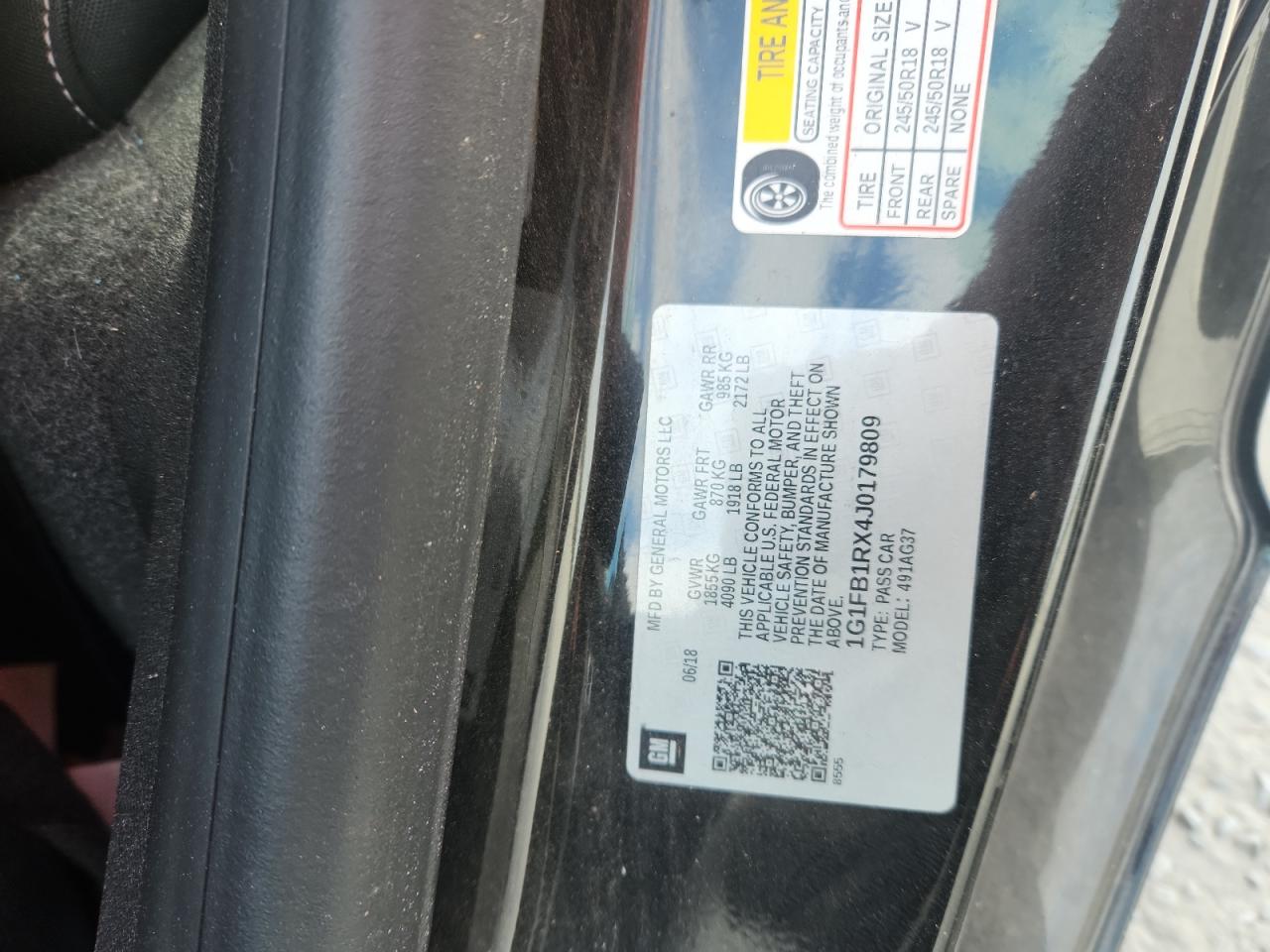 2018 Chevrolet Camaro Lt VIN: 1G1FB1RX4J0179809 Lot: 82343905