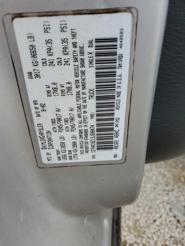 2003 Dodge Ram 1500 St VIN: 1D7HA18Z13J508474 Lot: 90625655