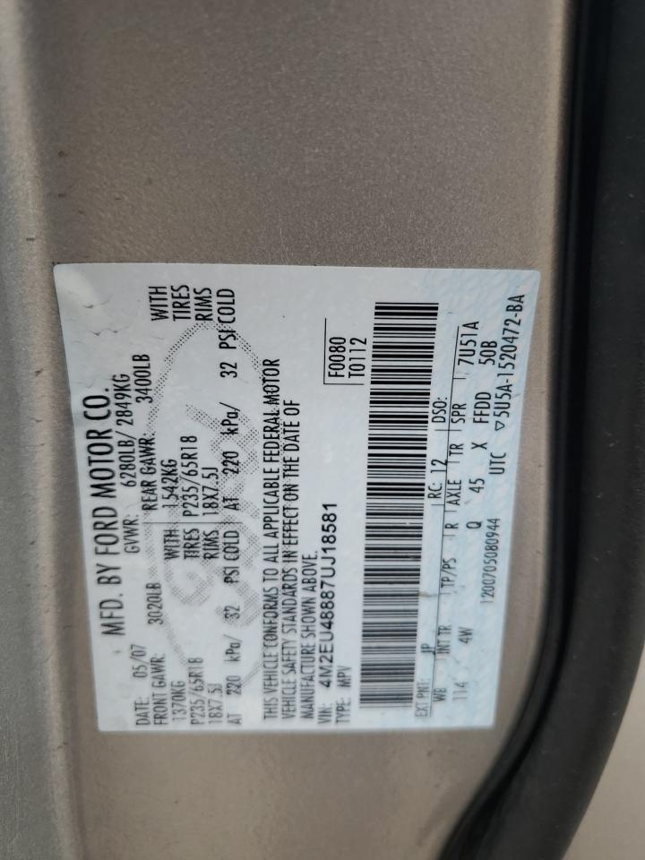 2007 Mercury Mountaineer Premier VIN: 4M2EU48887UJ18581 Lot: 85686935