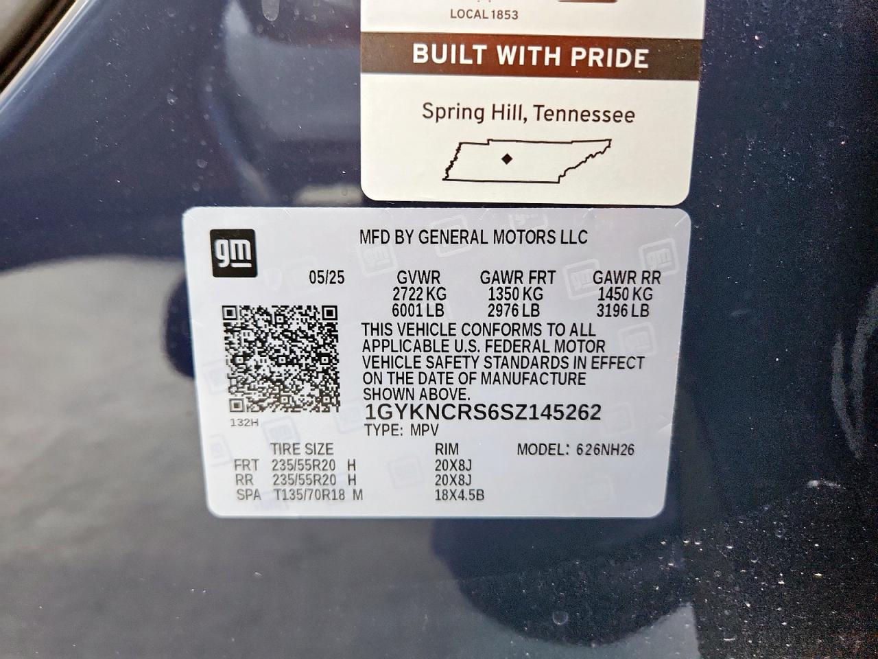 2025 Cadillac Xt5 Premium Luxury VIN: 1GYKNCRS6SZ145262 Lot: 85492895