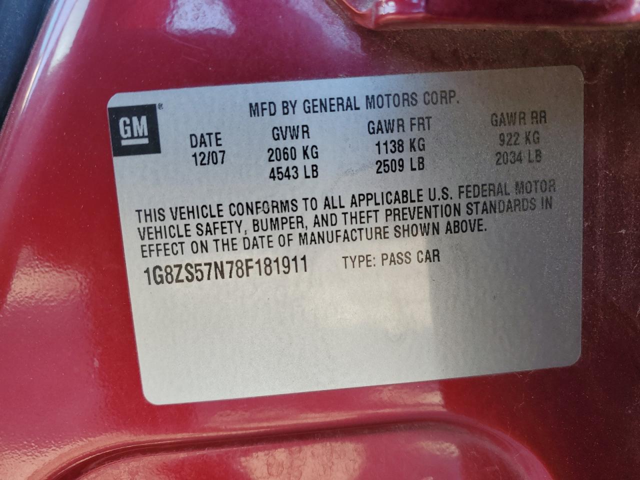 2008 Saturn Aura Xe VIN: 1G8ZS57N78F181911 Lot: 82388015