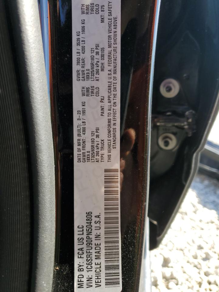 2023 Ram 1500 Trx VIN: 1C6SRFU90PN504806 Lot: 81990255
