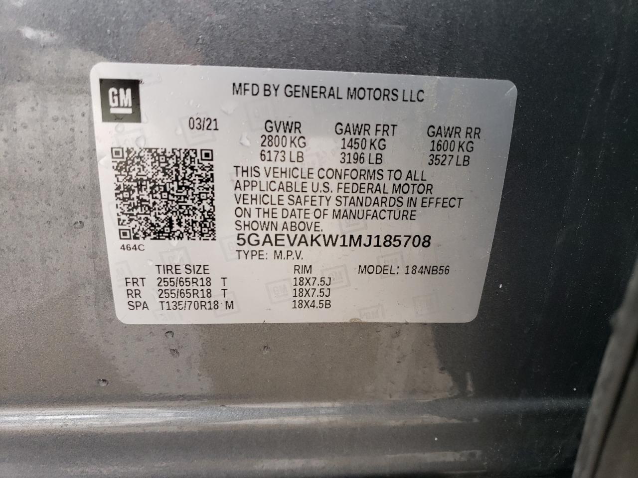 2021 Buick Enclave Essence VIN: 5GAEVAKW1MJ185708 Lot: 86326145