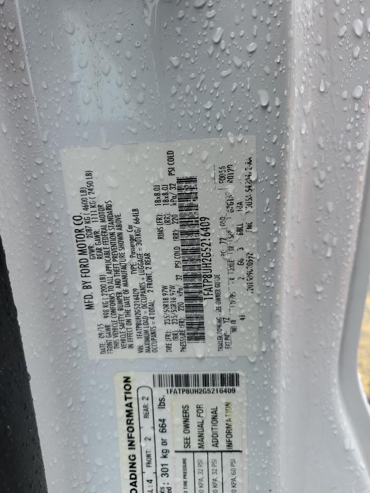 2016 Ford Mustang VIN: 1FATP8UH2G5216409 Lot: 85640265