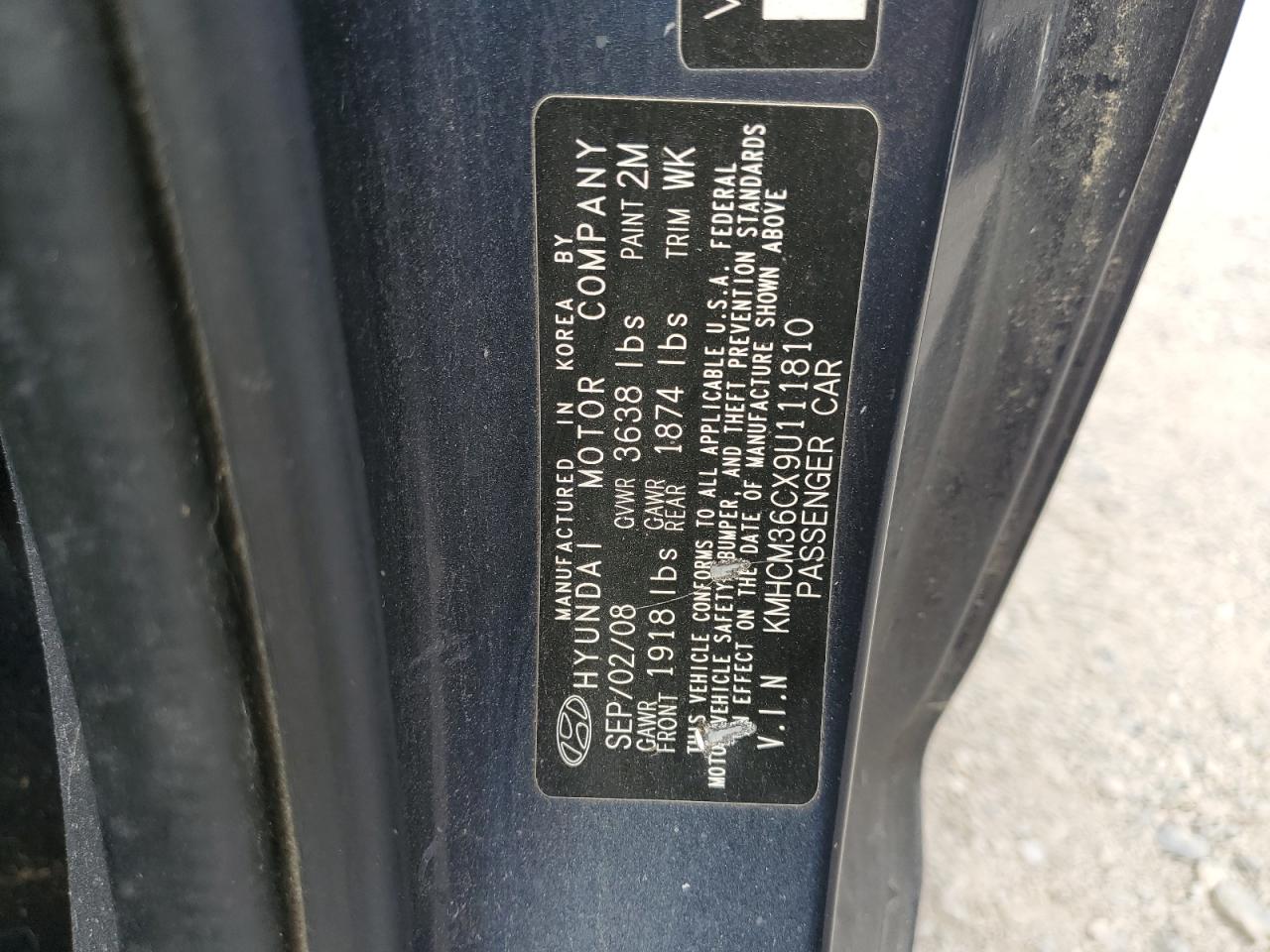 2009 Hyundai Accent Gs VIN: KMHCM36CX9U111810 Lot: 85764835
