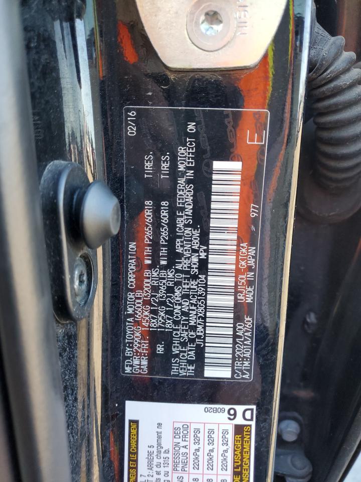 2016 Lexus Gx 460 VIN: JTJBM7FX8G5139104 Lot: 87037065