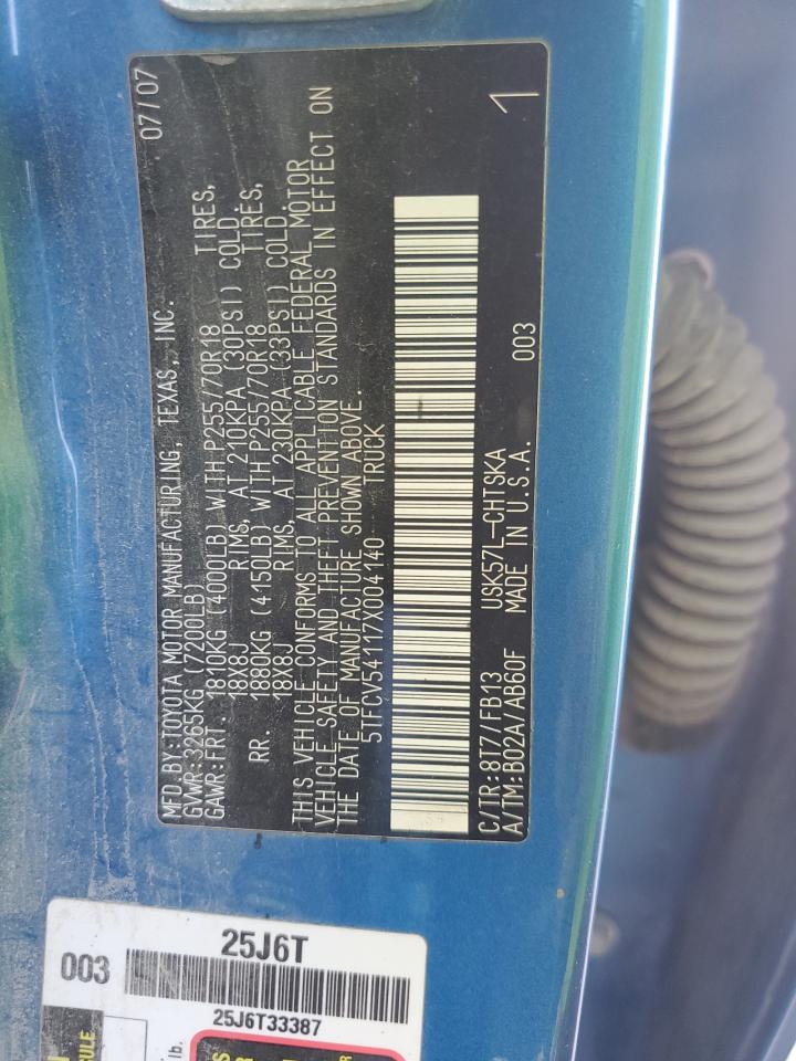 2007 Toyota Tundra Double Cab Sr5 VIN: 5TFCV54117X004140 Lot: 85833505