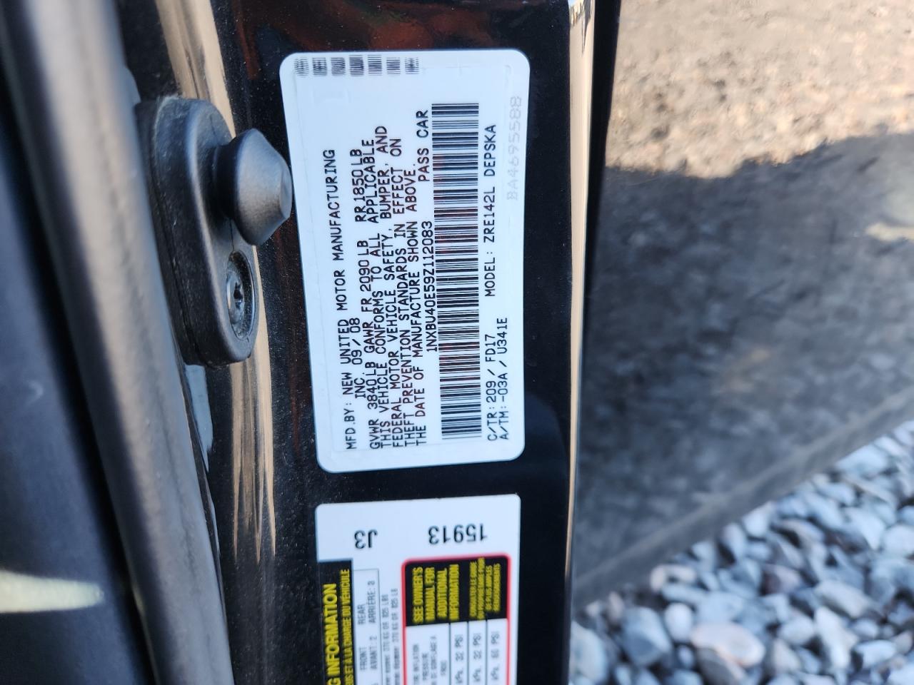 2009 Toyota Corolla Ss VIN: 1NXBU40E59Z112083 Lot: 82188675