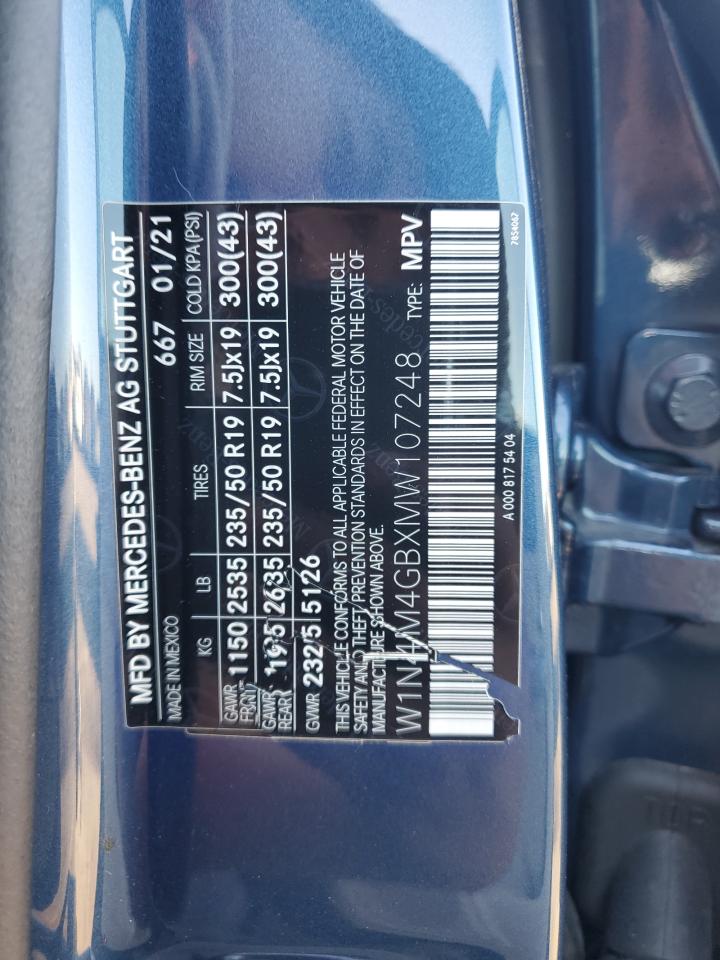 2021 Mercedes-Benz Glb 250 VIN: W1N4M4GBXMW107248 Lot: 87098935
