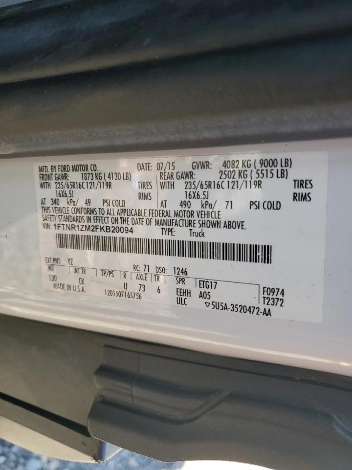 2015 Ford Transit T-250 VIN: 1FTNR1ZM2FKB20094 Lot: 86988635
