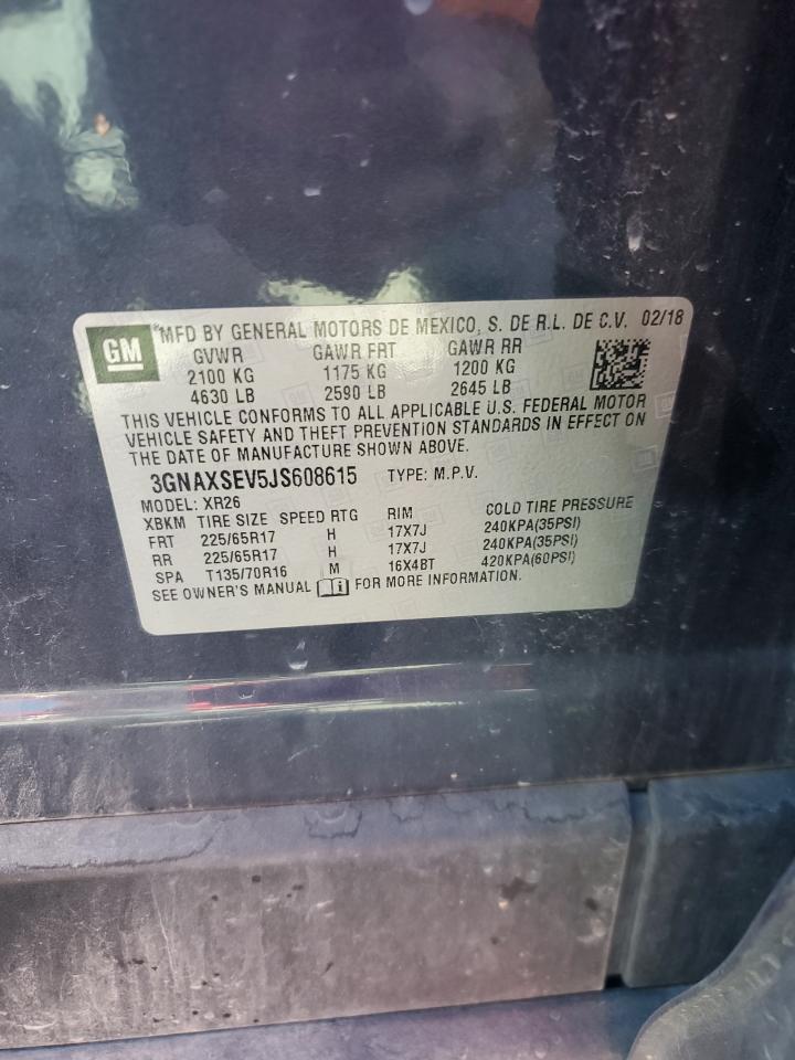 2018 Chevrolet Equinox Lt VIN: 3GNAXSEV5JS608615 Lot: 82657745