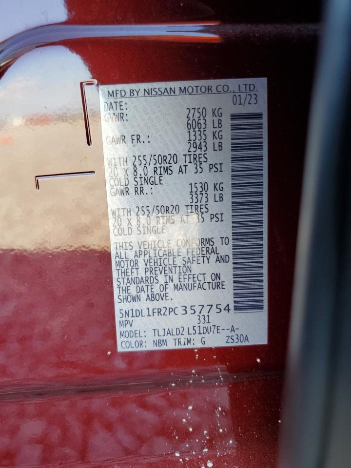 2023 Infiniti Qx60 Luxe VIN: 5N1DL1FR2PC357754 Lot: 90479785