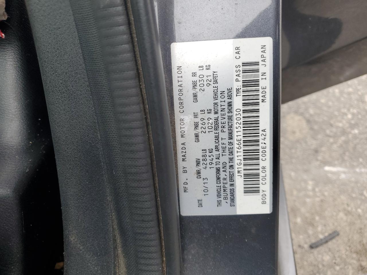 2014 Mazda 6 Touring VIN: JM1GJ1T66E1152030 Lot: 82477055