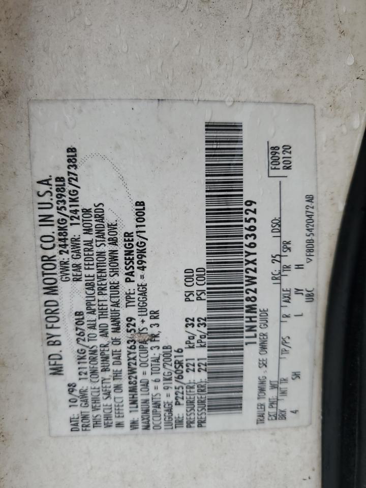 1999 Lincoln Town Car Signature VIN: 1LNHM82W2XY636529 Lot: 90594925