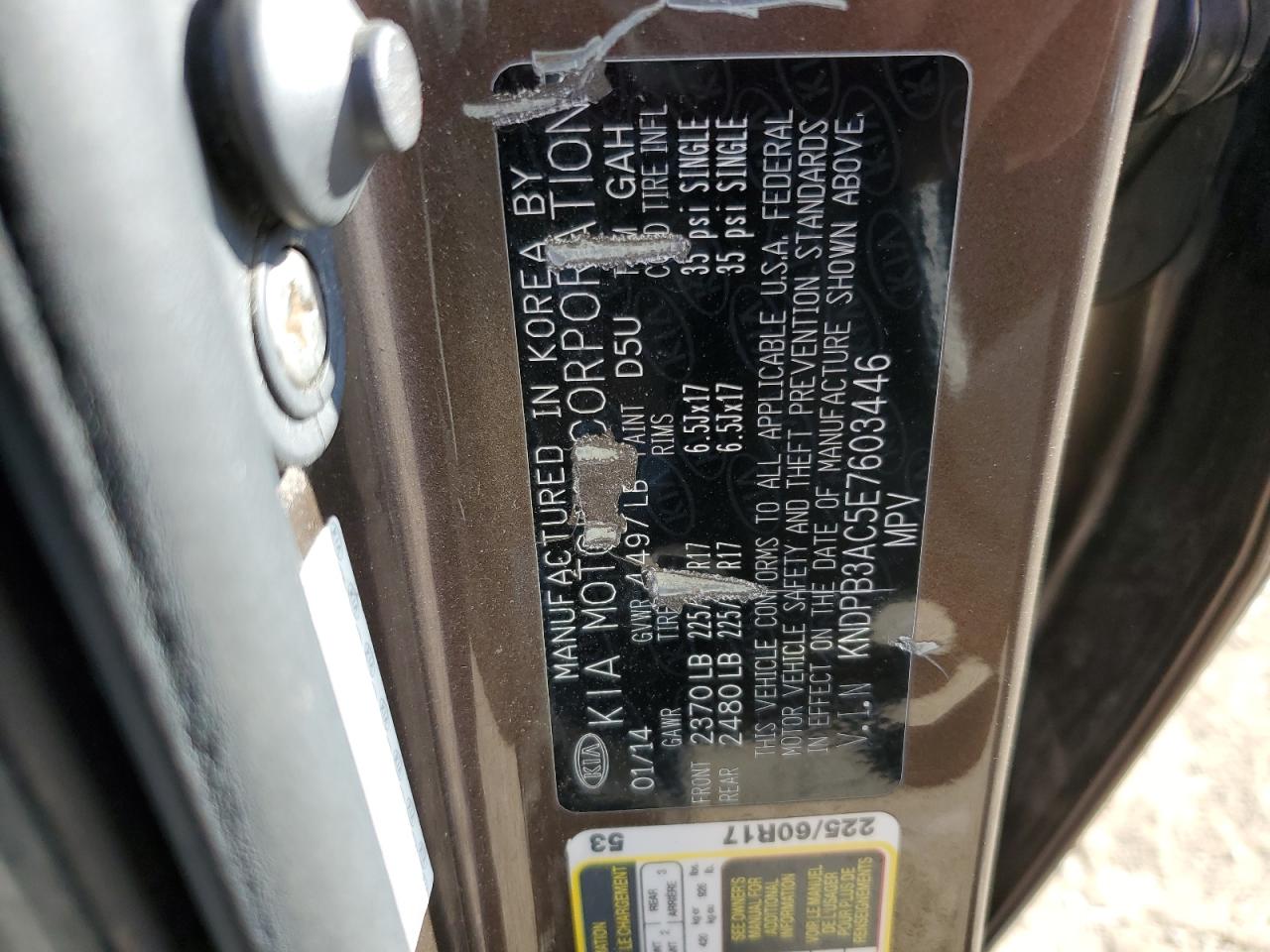 2014 Kia Sportage Base VIN: KNDPB3AC5E7603446 Lot: 82201195