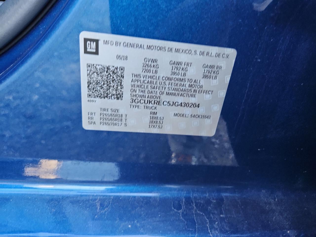 2018 Chevrolet Silverado K1500 Lt VIN: 3GCUKREC5JG430204 Lot: 81772435