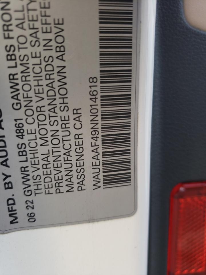 2022 Audi A4 Premium Plus 45 VIN: WAUEAAF49NN014618 Lot: 86441395