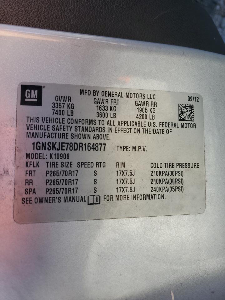 2013 Chevrolet Suburban K1500 Lt VIN: 1GNSKJE78DR164877 Lot: 85090485