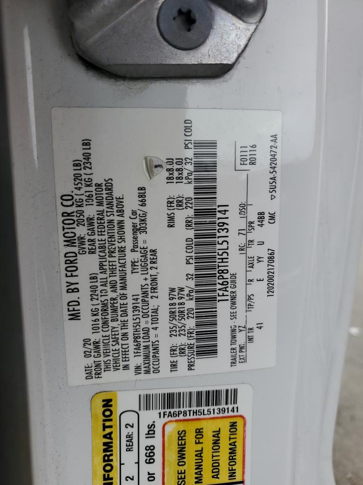 2020 Ford Mustang VIN: 1FA6P8TH5L5139141 Lot: 84705175