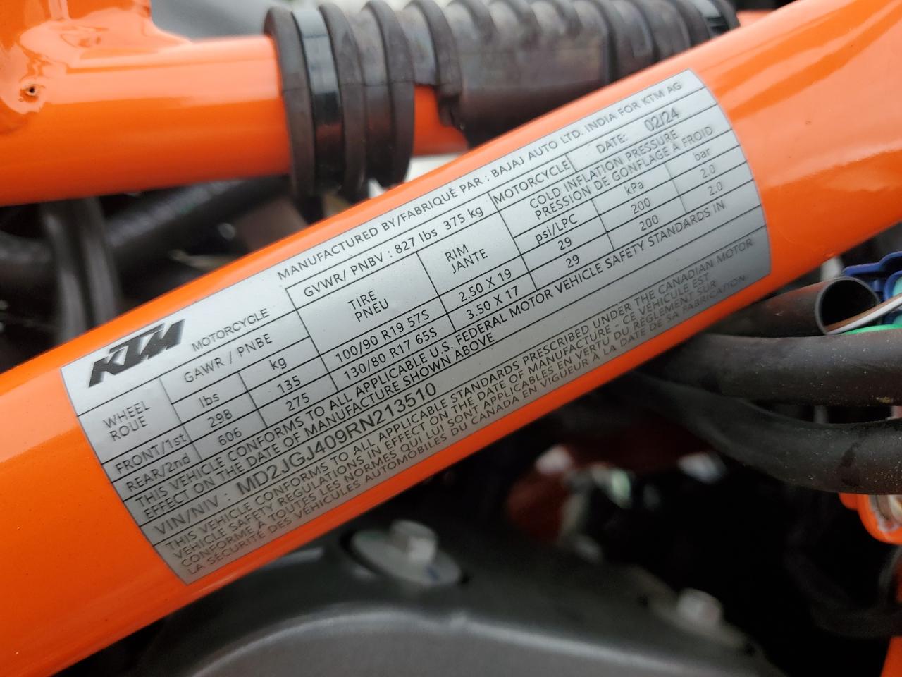 2024 Ktm 390 Adventure VIN: MD2JGJ409RN213510 Lot: 82774705