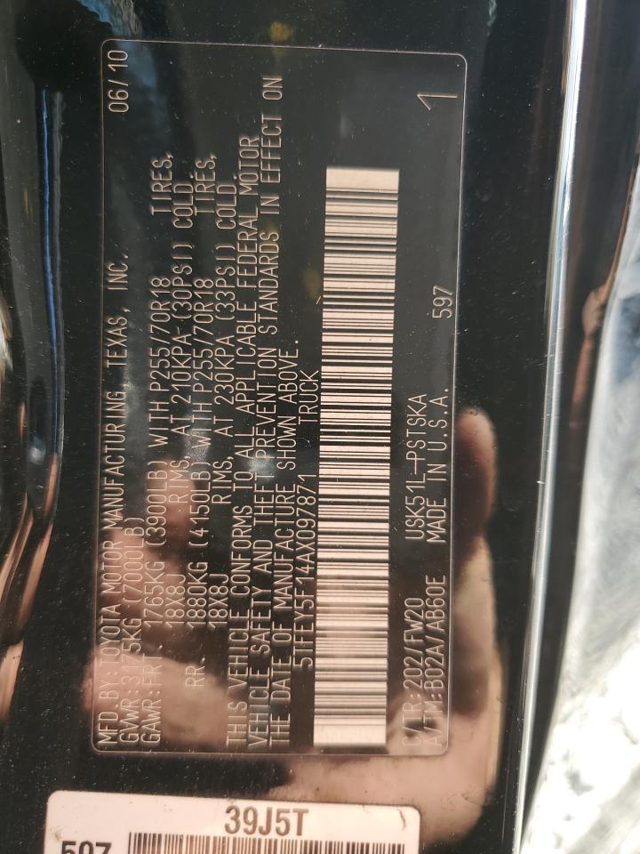 2010 Toyota Tundra Crewmax Sr5 VIN: 5TFEY5F14AX097871 Lot: 85742375