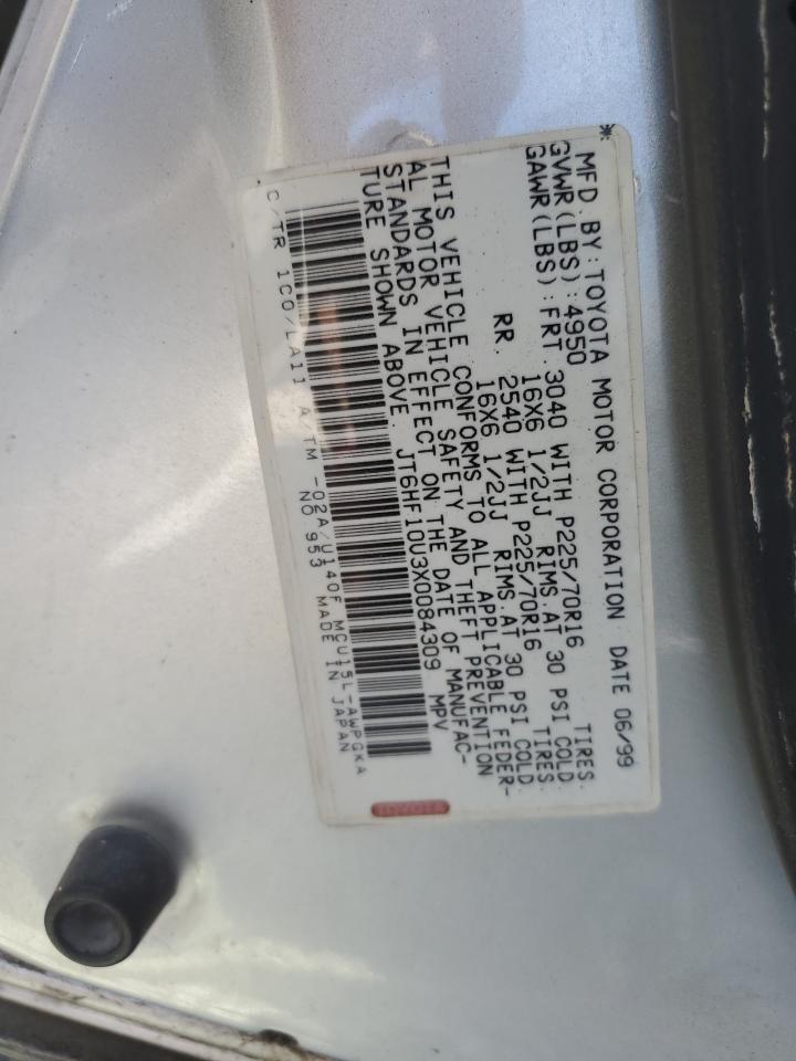 1999 Lexus Rx 300 VIN: JT6HF10U3X0084309 Lot: 86250675