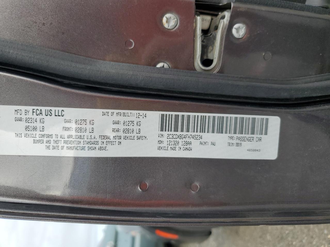 2015 Dodge Charger Se VIN: 2C3CDXBG4FH745234 Lot: 82315205