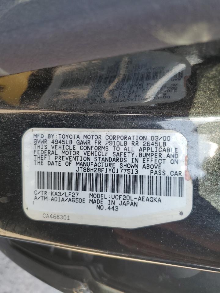 2000 Lexus Ls 400 VIN: JT8BH28F1Y0177513 Lot: 85938355