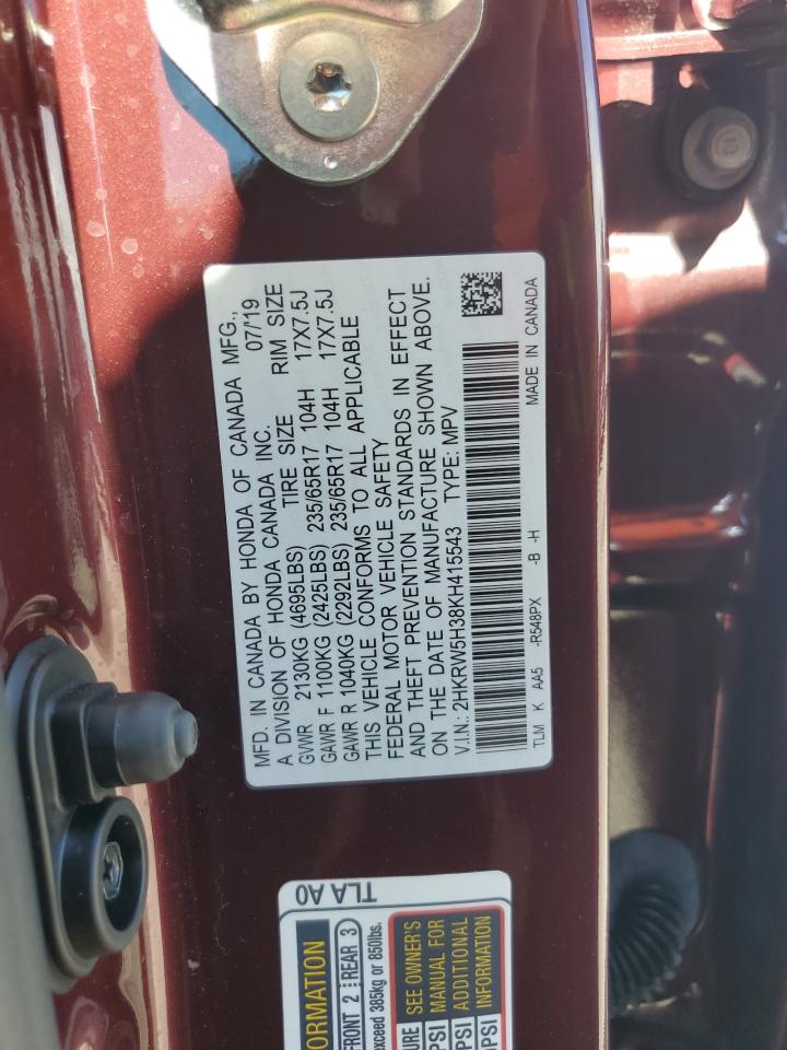 2019 Honda Cr-V Lx VIN: 2HKRW5H38KH415543 Lot: 82374725