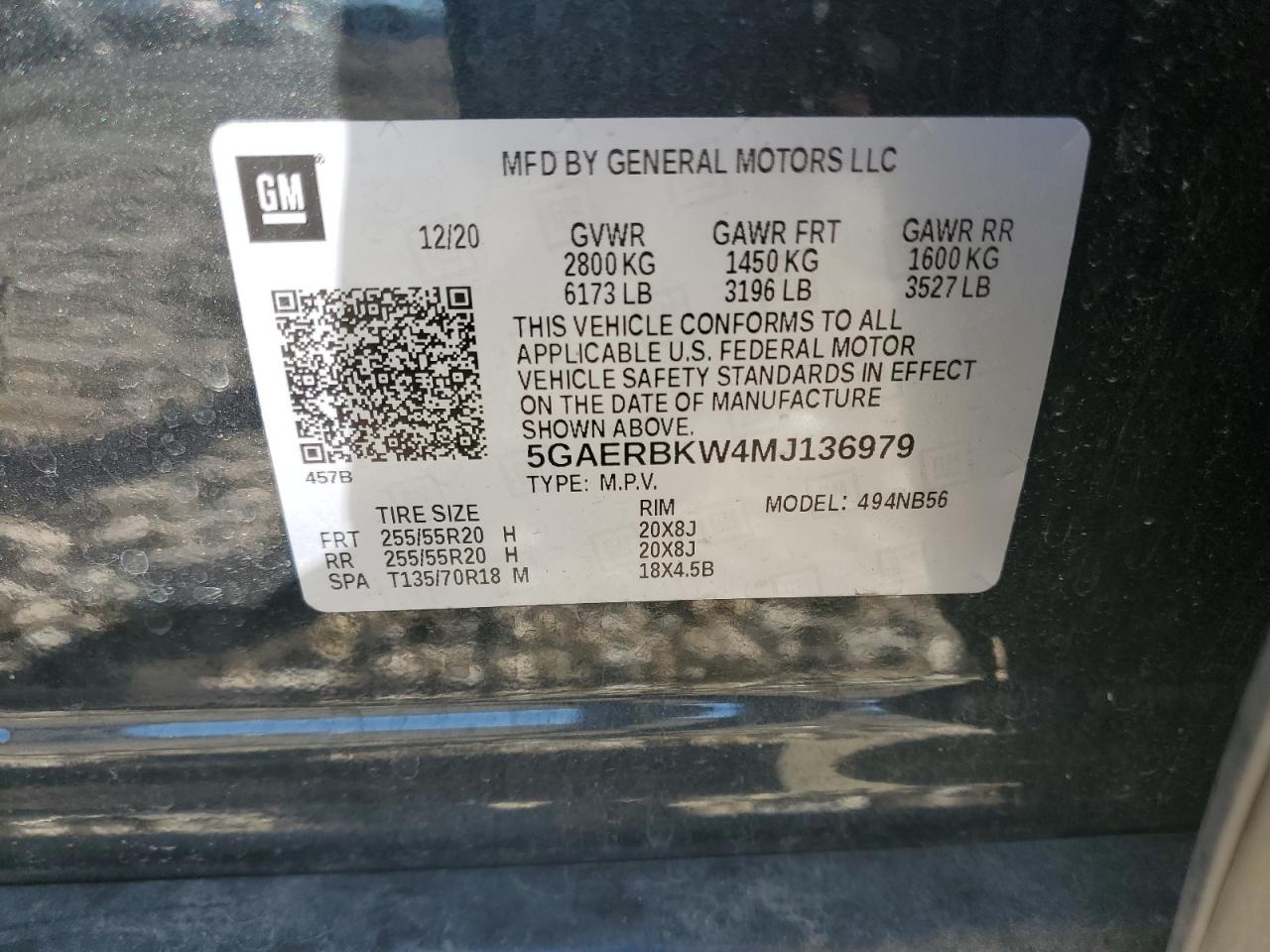 2021 Buick Enclave Essence VIN: 5GAERBKW4MJ136979 Lot: 85849675