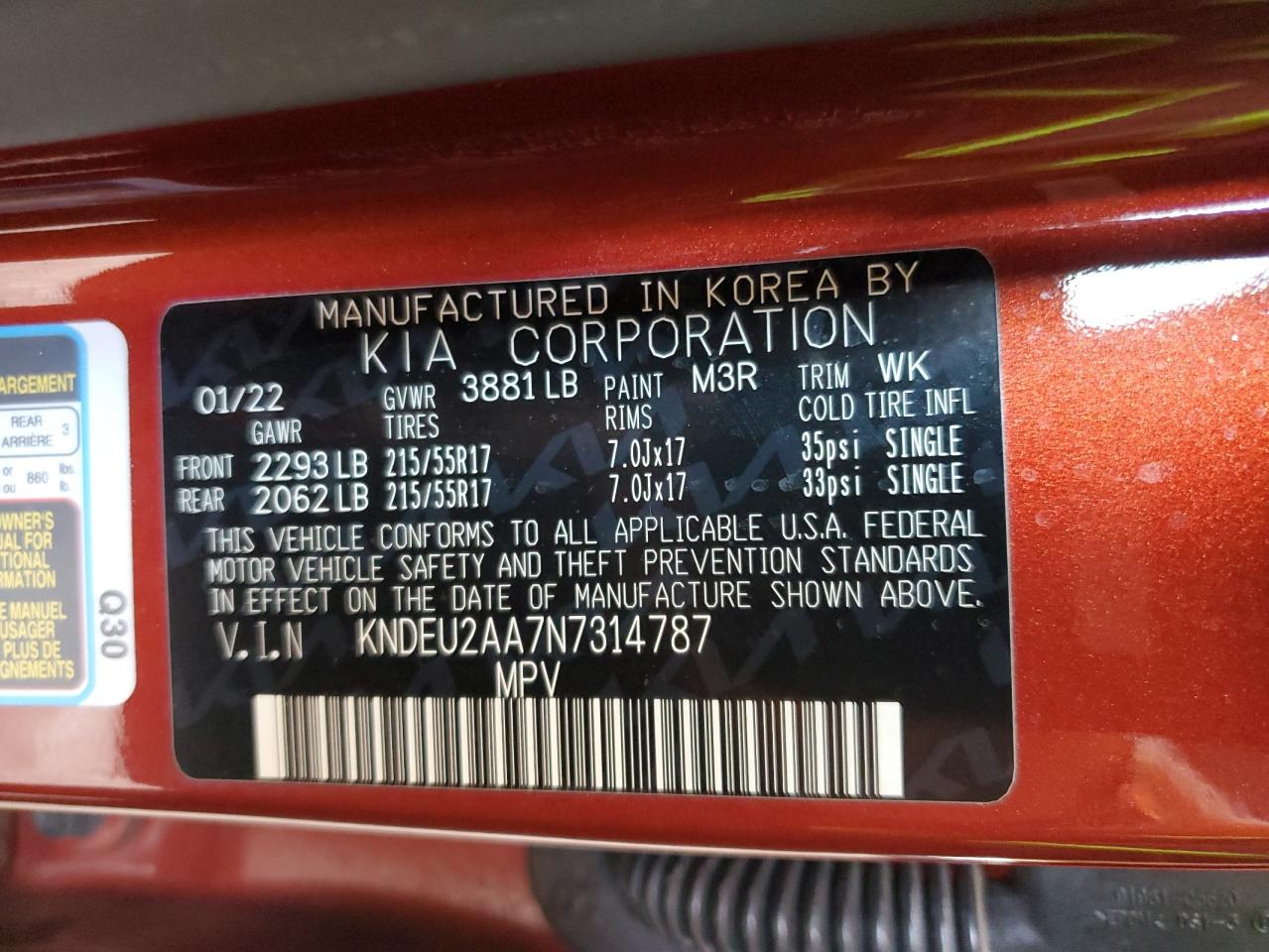 2022 Kia Seltos S VIN: KNDEU2AA7N7314787 Lot: 82219765