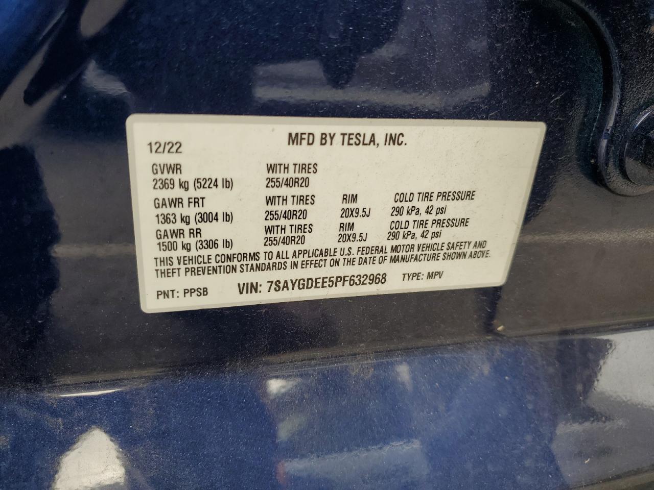 2023 Tesla Model Y VIN: 7SAYGDEE5PF632968 Lot: 81995645